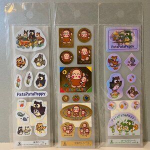 Vintage Sanrio PataPataPeppy Owl & Monkichi Monkey Stickers